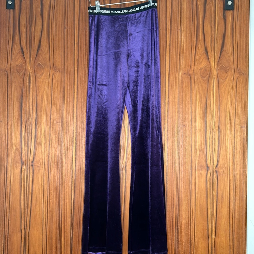 Versace Jeans Couture velvet purple leggings US6